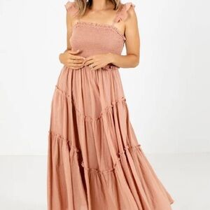 Listicle Ruffled Blush Maxi Dress